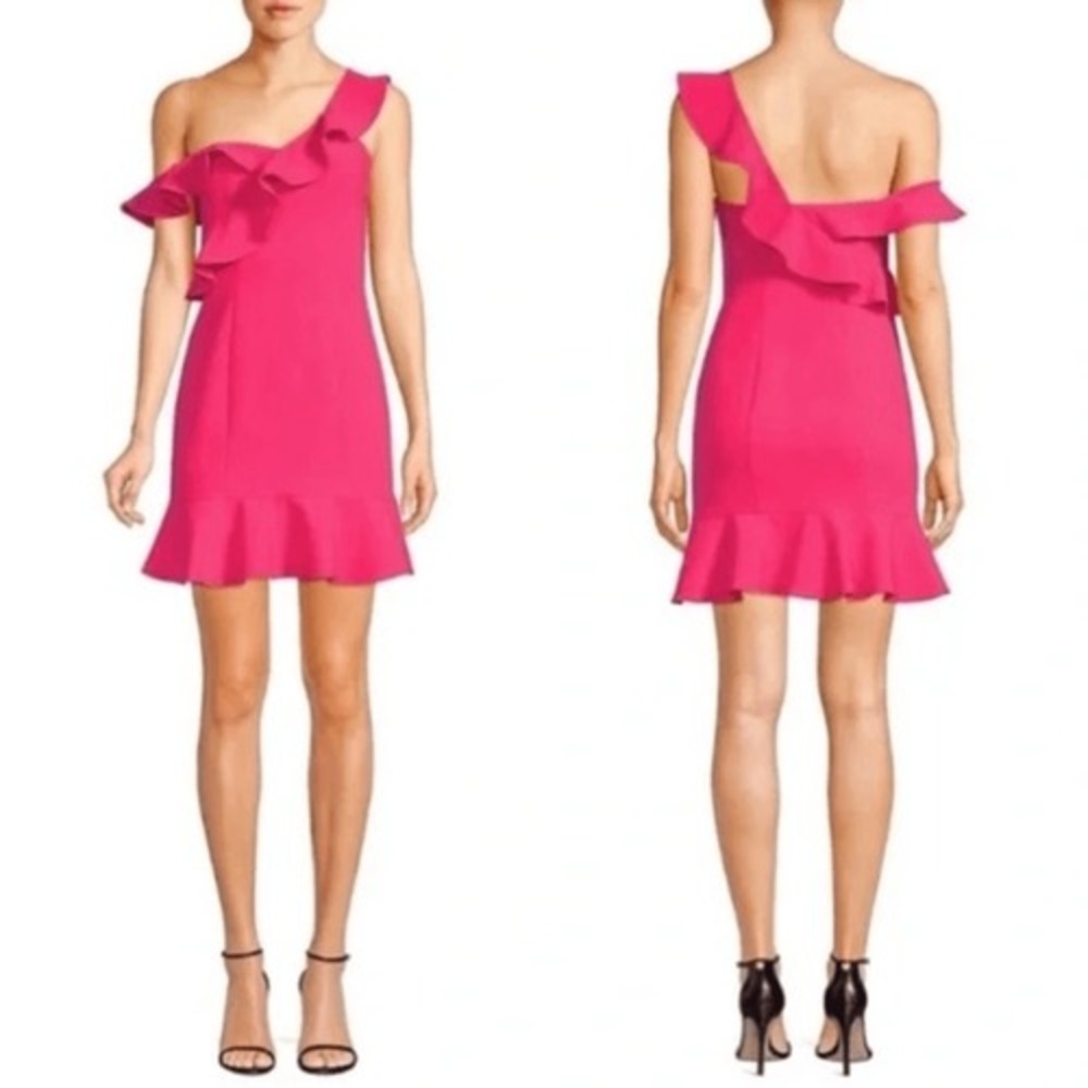 Likely Dress Women's‎ 2 Norvina Hot Pink Fushia Ruffle One Shoulder